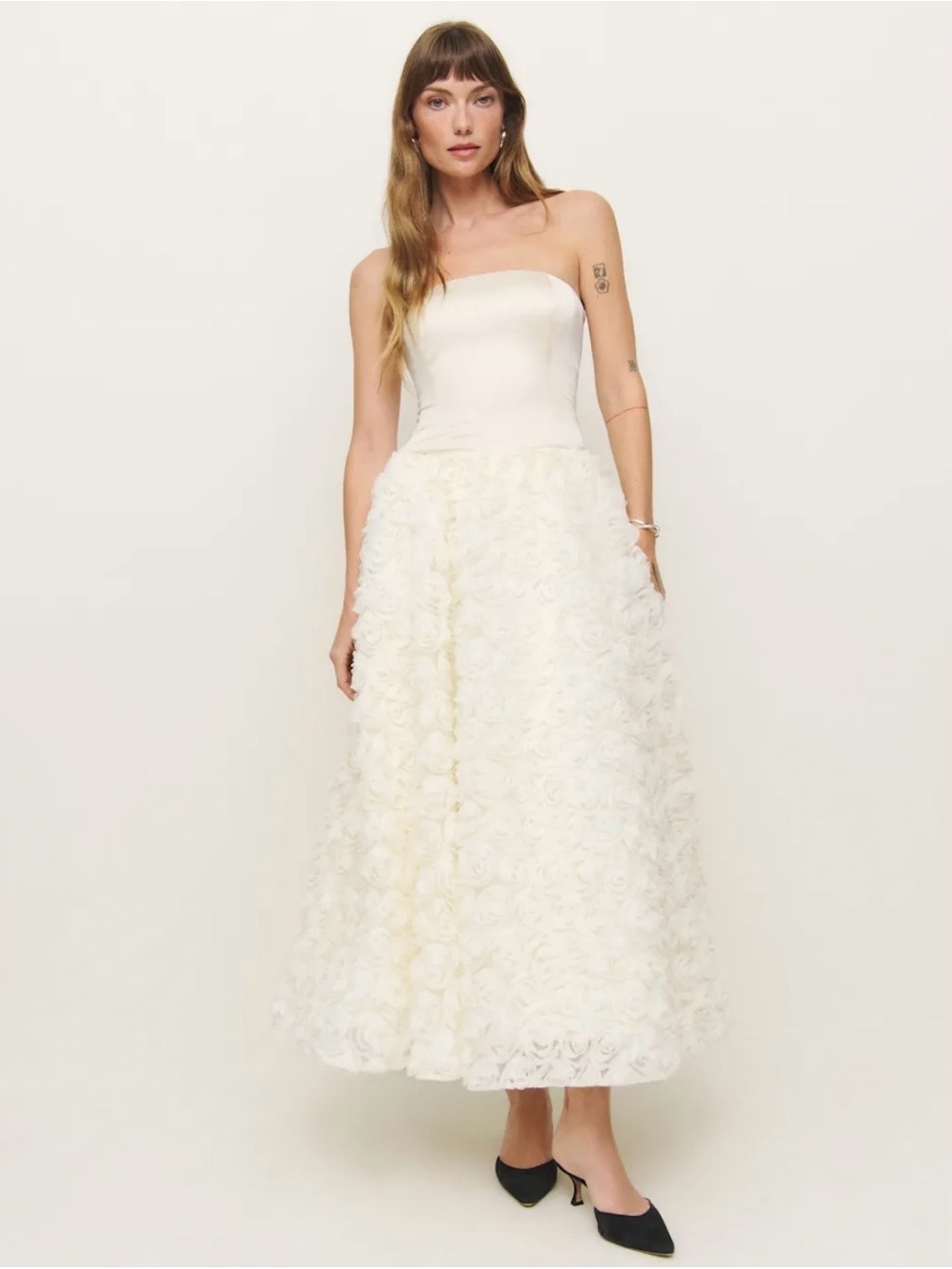 Reformation Rosy Dress Ivory - Size 0 - Picture 2 of 4